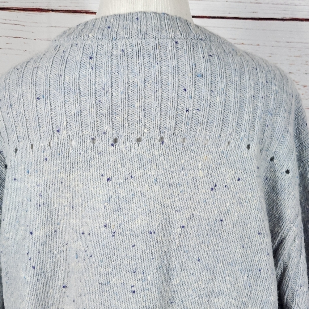 CLUB MONACO Light Blue Speckled Wool Blend Crew Neck Sweater Large - Picture 7 of 11